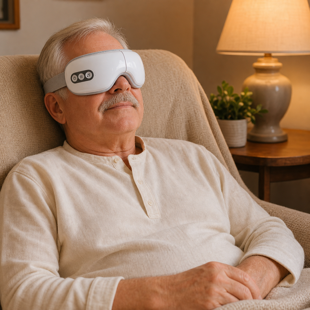 Person reading comfortably at home