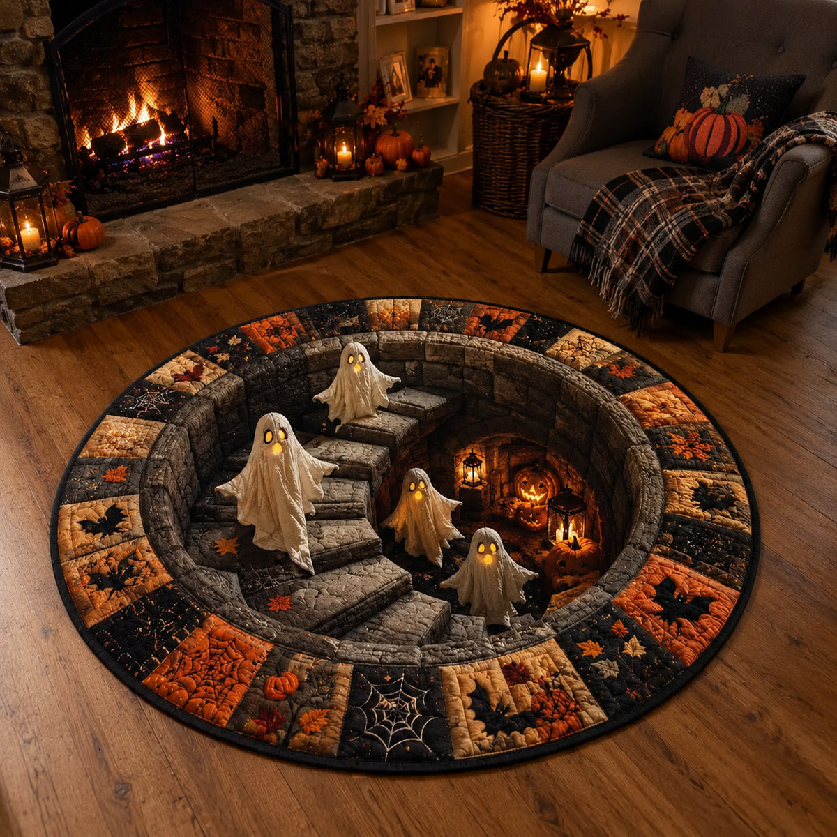 Optical Illusion Halloween Rug
