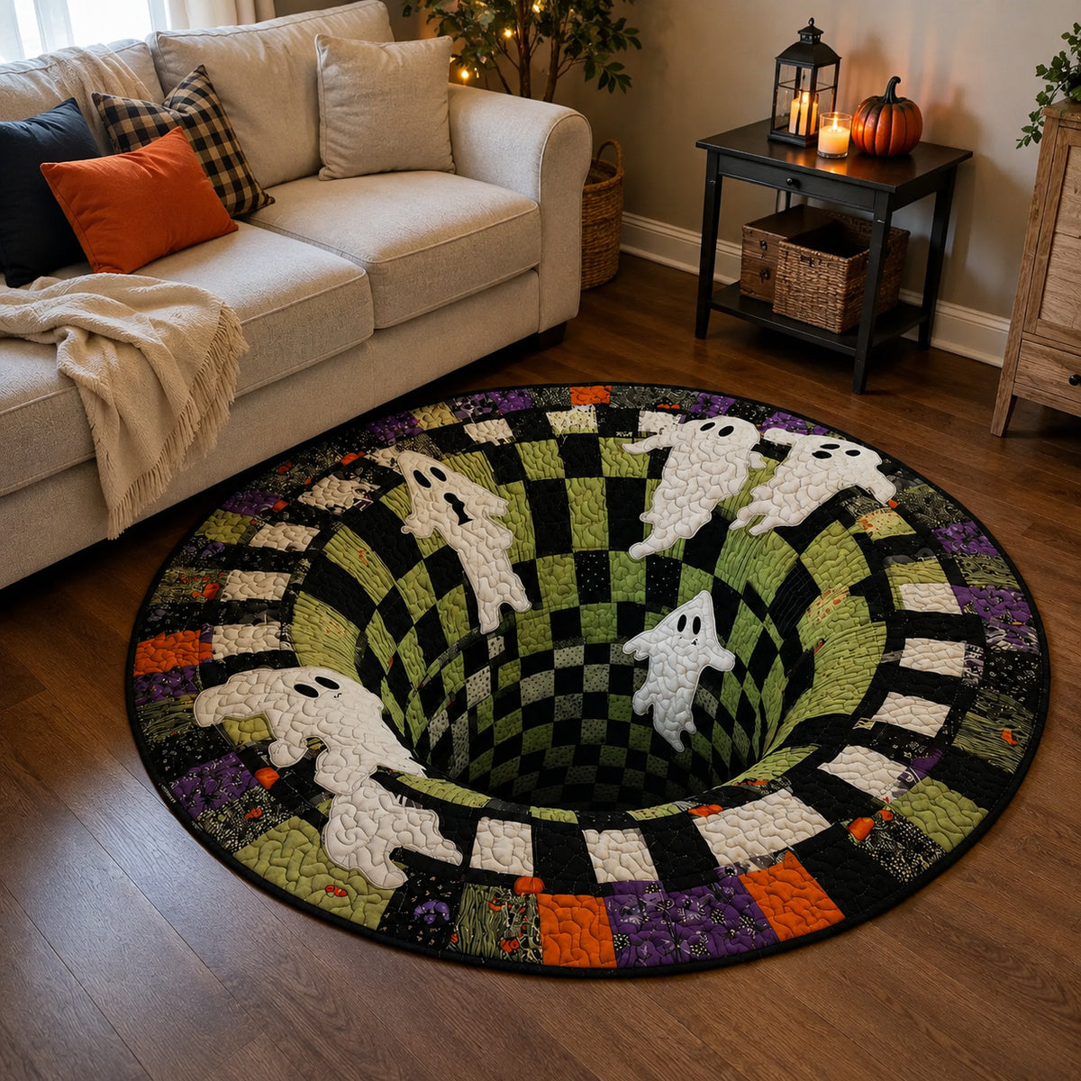 Optical Illusion Halloween Rug